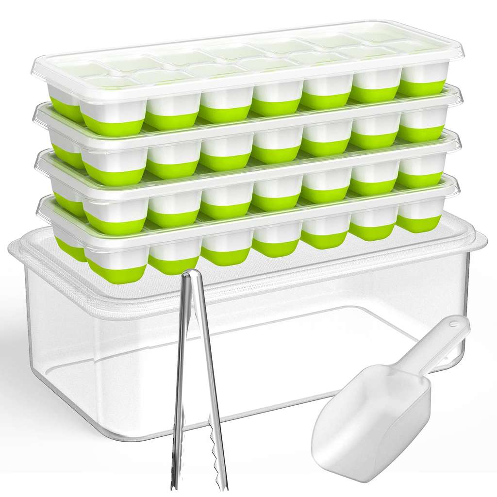 DOQAUS Silicone Ice Cube Tray with Lid & Ice Bucket Kits, Storage Ice Bin, Ice Tong & Scoop (Prime Exclusive) - W/Code sold by DOQAUS Direct
