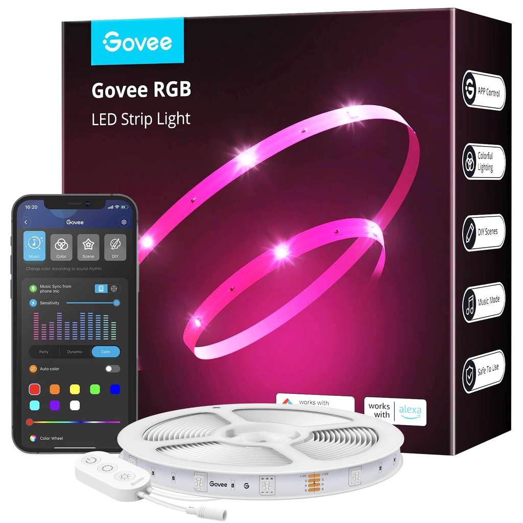 Possible £8.64 - LED strip Lights 10m, Smart WiFi App Control, Alexa & Google Assist, Colour Changing, prime deal w/voucher by Govee